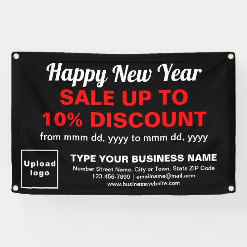 Business New Year Sale on Black Rectangle Banner