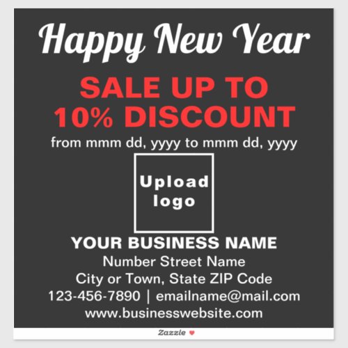 Business New Year Sale on Black Vinyl Sticker