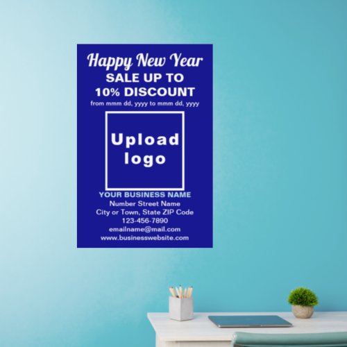 Business New Year Sale on Blue Wall Decal