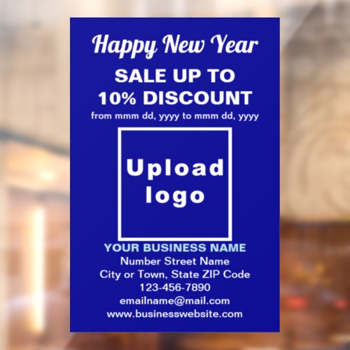 Business New Year Sale on Blue Window Cling