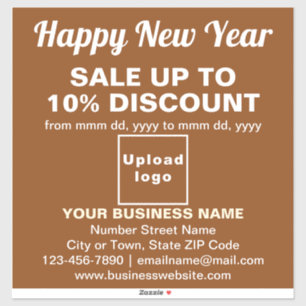 Business New Year Sale on Brown Vinyl Sticker