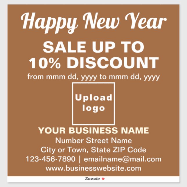 Business New Year Sale on Brown Vinyl Sticker (Sheet)