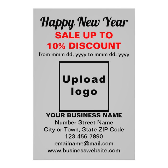 Business New Year Sale on Gray Photo Paper (Front)