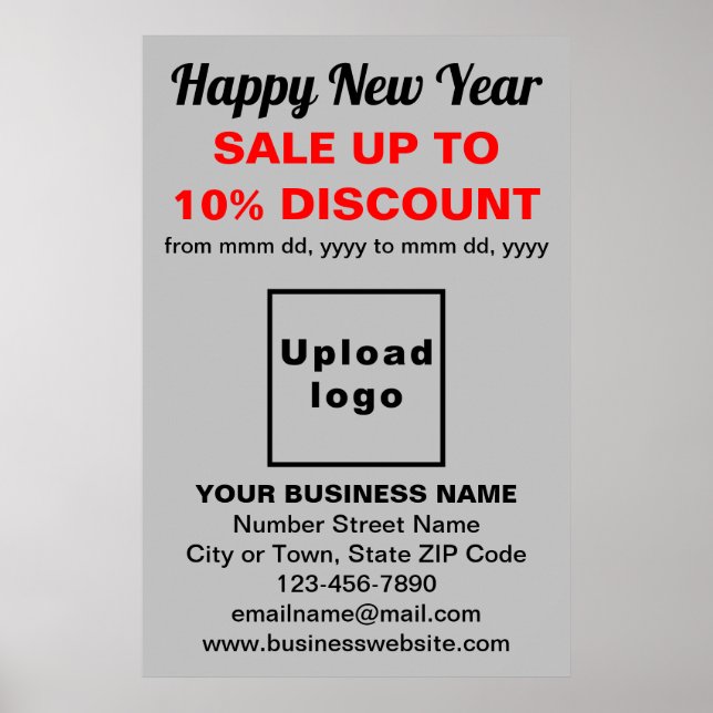 Business New Year Sale on Gray Poster (Front)