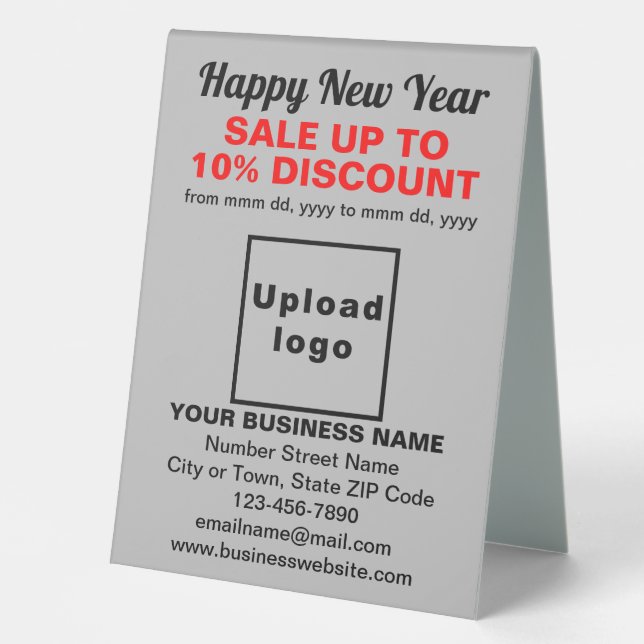 Business New Year Sale on Gray Table Sign (Front)