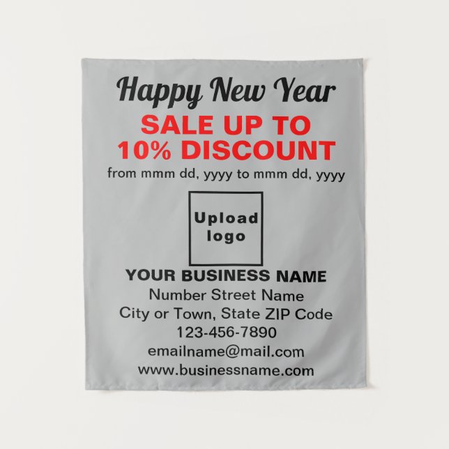 Business New Year Sale on Gray Tapestry (Front)