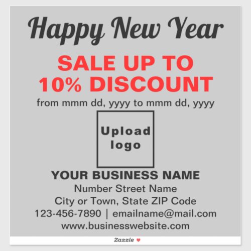 Business New Year Sale on Gray Vinyl Sticker