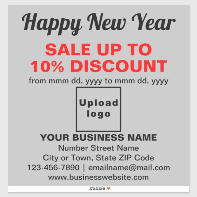 Business New Year Sale on Gray Vinyl Sticker (Sheet)
