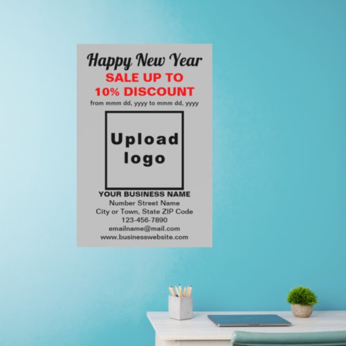 Business New Year Sale on Gray Wall Decal