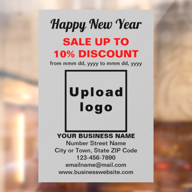 Business New Year Sale on Gray Window Cling (Sheet 2)