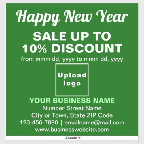 Business New Year Sale on Green Vinyl Sticker