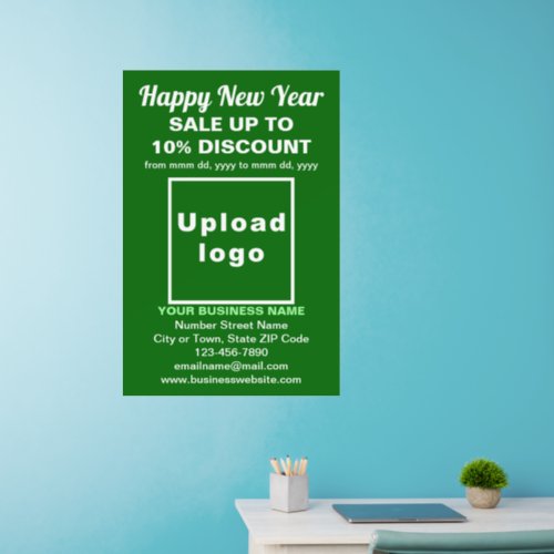 Business New Year Sale on Green Wall Decal