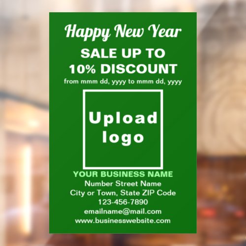 Business New Year Sale on Green Window Cling