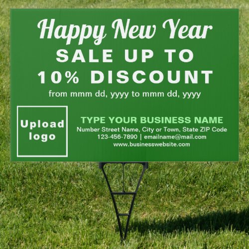 Business New Year Sale on Green Yard Sign