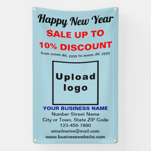 Business New Year Sale on Light Blue Banner