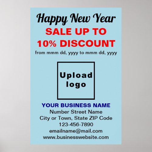 Business New Year Sale on Light Blue Poster