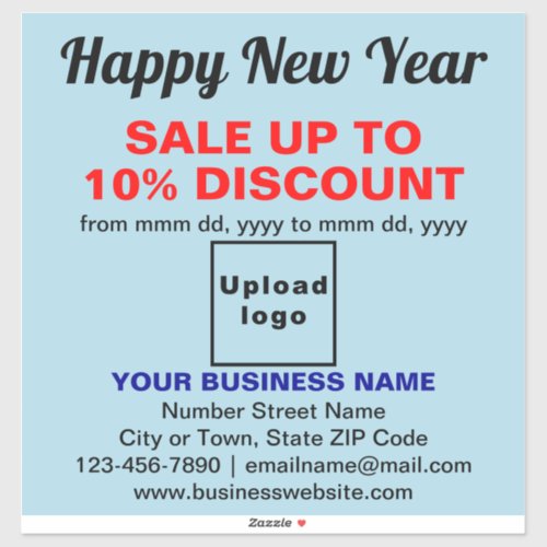 Business New Year Sale on Light Blue Vinyl Sticker