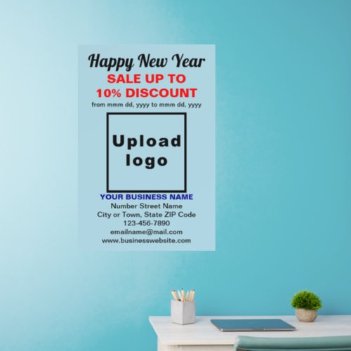 Business New Year Sale on Light Blue Wall Decal