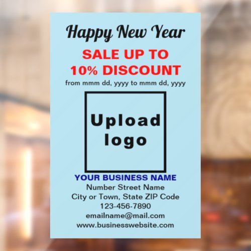 Business New Year Sale on Light Blue Window Cling