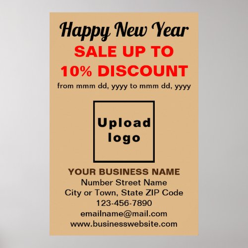 Business New Year Sale on Light Brown Poster