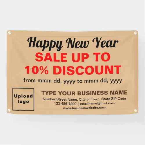 Business New Year Sale on Light Brown Rectangle Banner