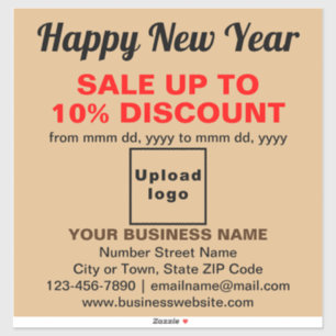 Business New Year Sale on Light Brown Vinyl Sticker