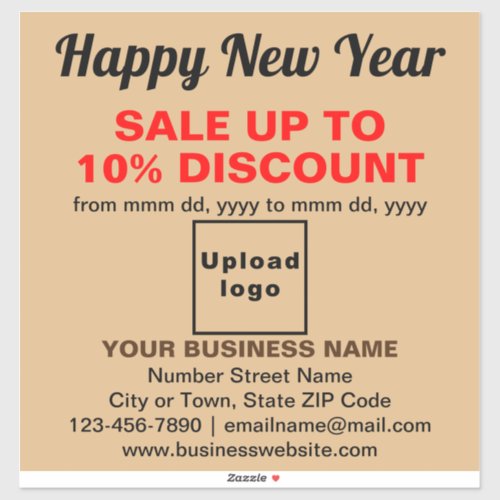 Business New Year Sale on Light Brown Vinyl Sticker