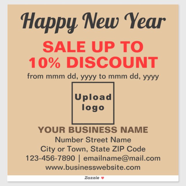 Business New Year Sale on Light Brown Vinyl Sticker (Sheet)