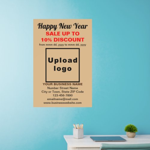 Business New Year Sale on Light Brown Wall Decal