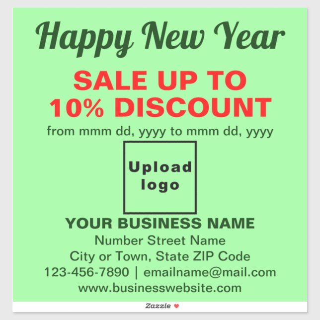 Business New Year Sale on Light Green Vinyl Sticker (Sheet)
