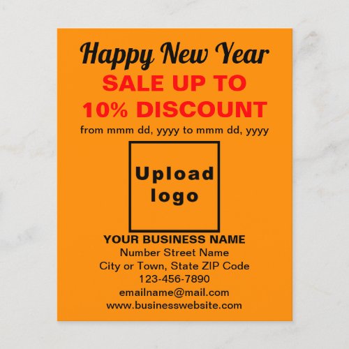 Business New Year Sale on Orange Color Flyer