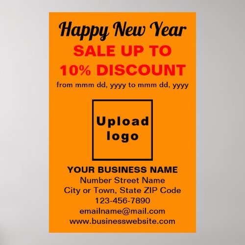 Business New Year Sale on Orange Color Poster