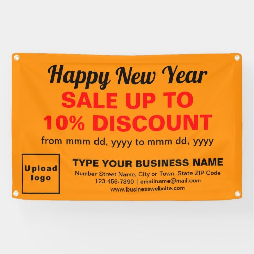 Business New Year Sale on Orange Color Rectangle Banner