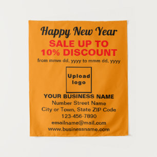 Business New Year Sale on Orange Color Tapestry