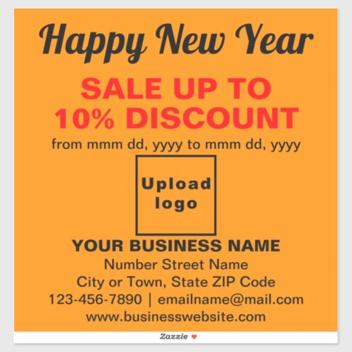 Business New Year Sale on Orange Color Vinyl Sticker