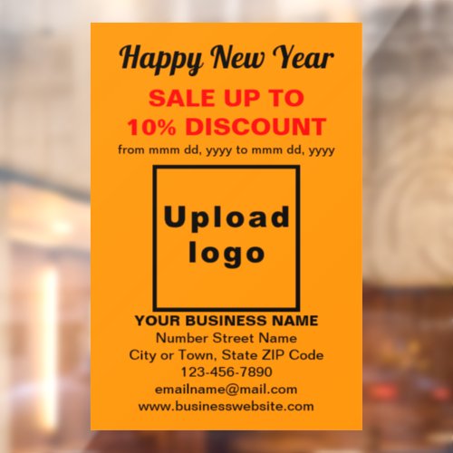 Business New Year Sale on Orange Color Window Cling