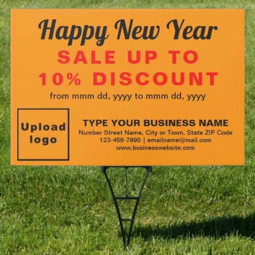 Business New Year Sale on Orange Color Yard Sign