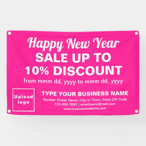 Business New Year Sale on Pink Rectangle Banner