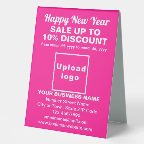 Business New Year Sale on Pink Table Sign