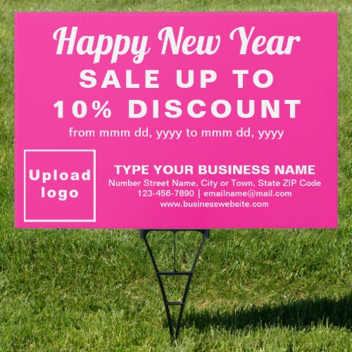 Business New Year Sale on Pink Yard Sign