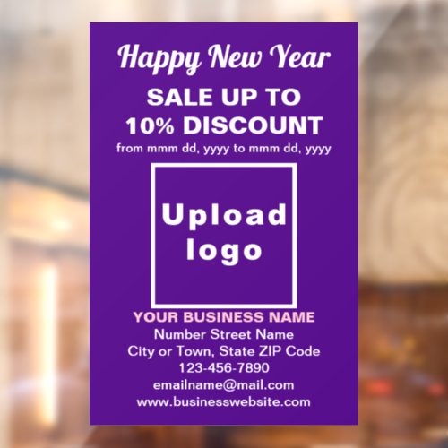 Business New Year Sale on Purple Window Cling