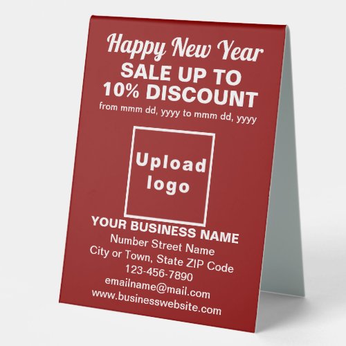 Business New Year Sale on Red Table Sign