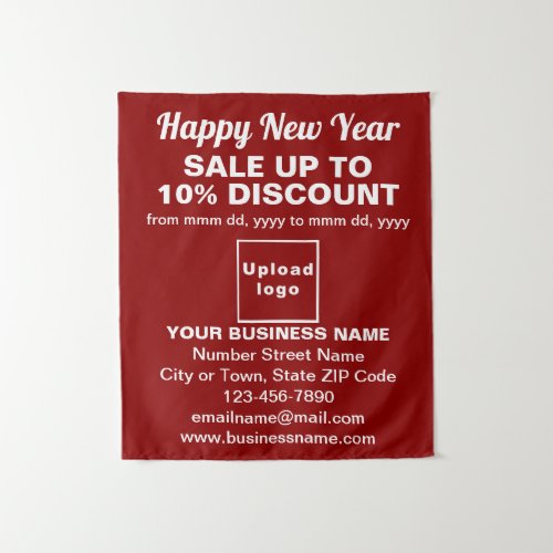 Business New Year Sale on Red Tapestry