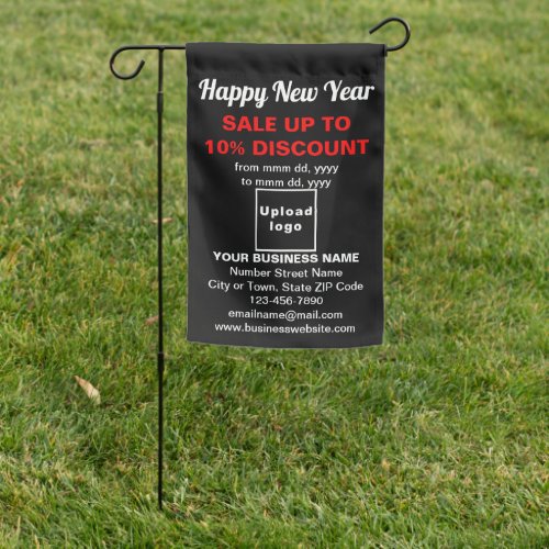 Business New Year Sale on Single_Sided Print Black Garden Flag