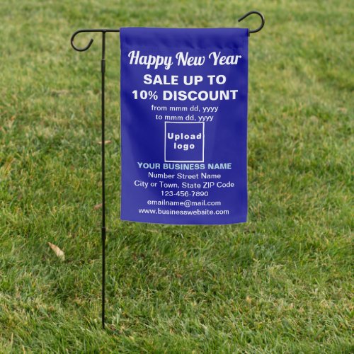 Business New Year Sale on Single_Sided Print Blue Garden Flag