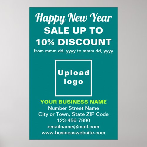 Business New Year Sale on Teal Green Poster