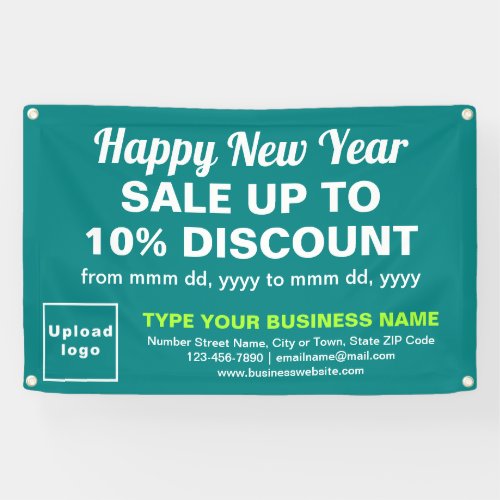 Business New Year Sale on Teal Green Rectangle Banner