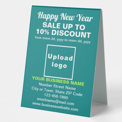 Business New Year Sale on Teal Green Table Sign