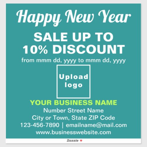 Business New Year Sale on Teal Green Vinyl Sticker