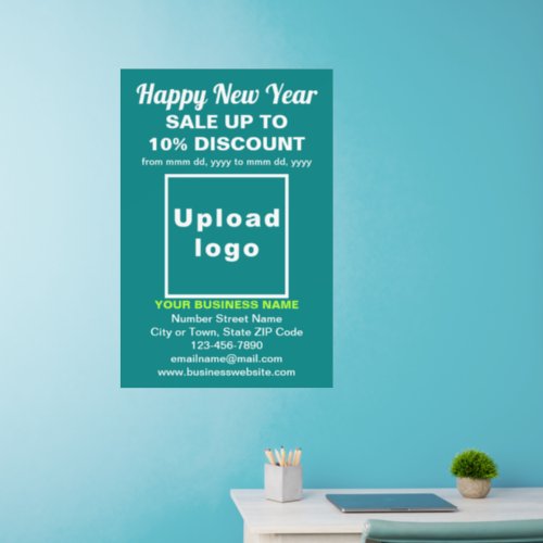 Business New Year Sale on Teal Green Wall Decal